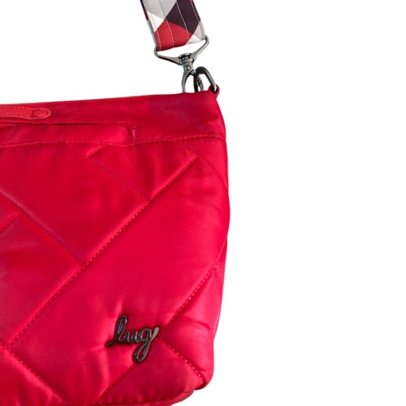 Lug Flare Red RFID Quilted Crossbody with Plaid Printed Removable Strap - Picture 4 of 8